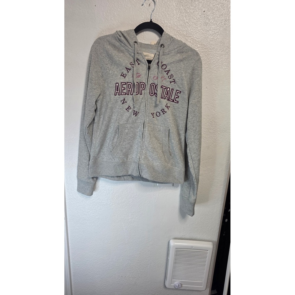 Aeropostale Full Zip Hoodie Women Size L Gray New With Tags